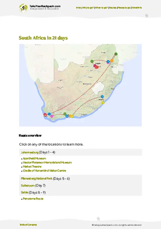 example page 4 from our offline Travel Guide for South Africa